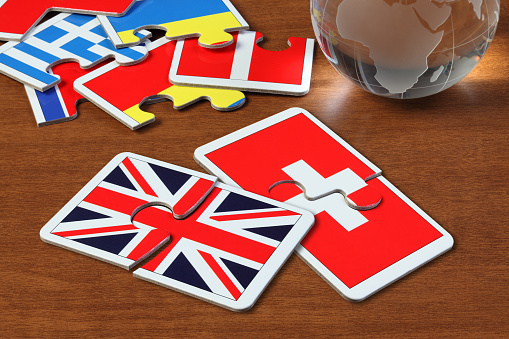 England and Swiss Flags in puzzle